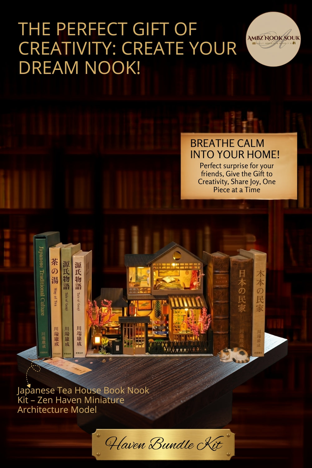 Japanese Tea House Book Nook Kit – Zen Haven Miniature Architecture Model