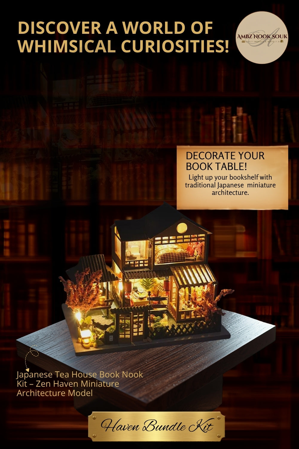 Japanese Tea House Book Nook Kit – Zen Haven Miniature Architecture Model