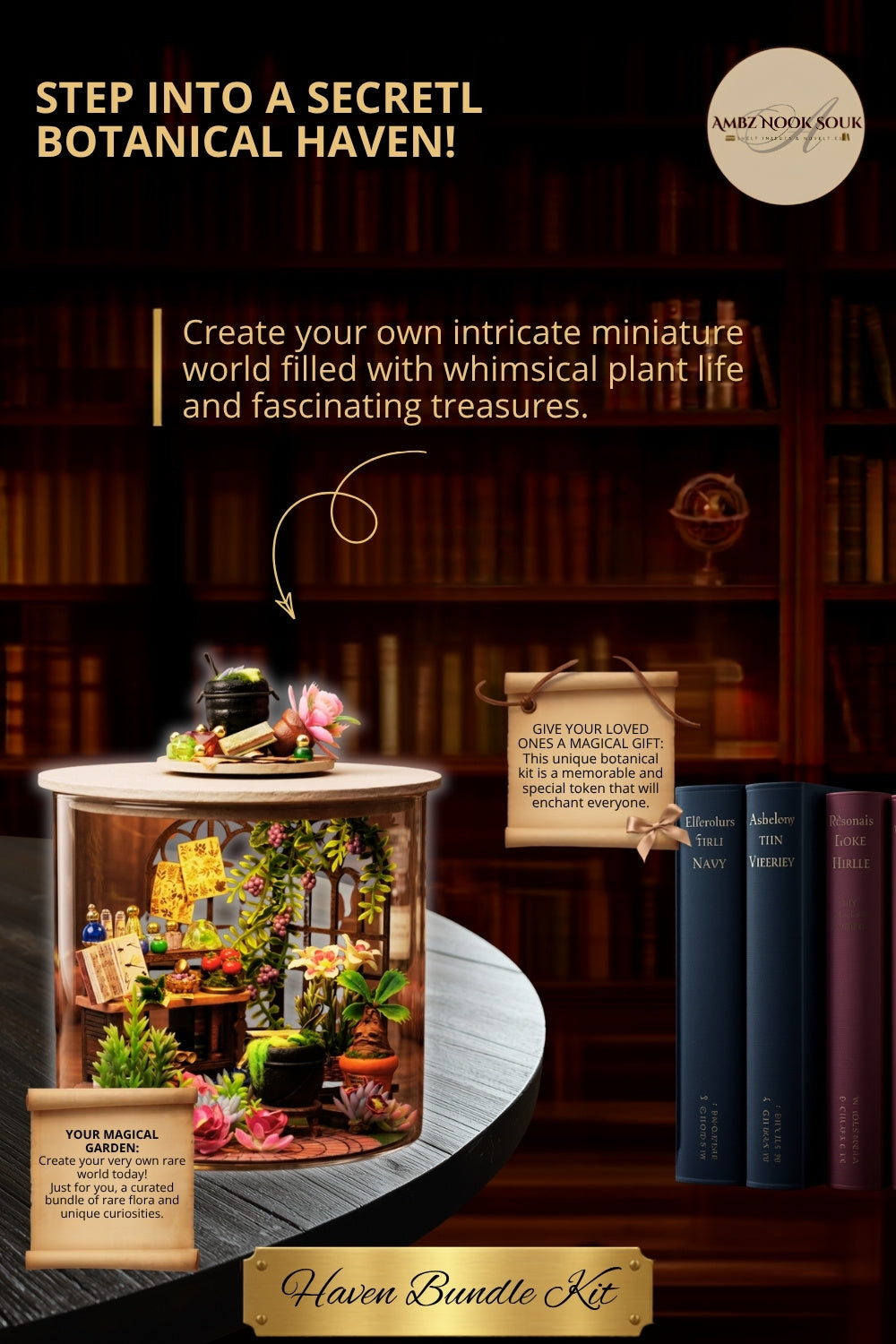 DIY Miniature Greenhouse Dollhouse Kit with LED Lights