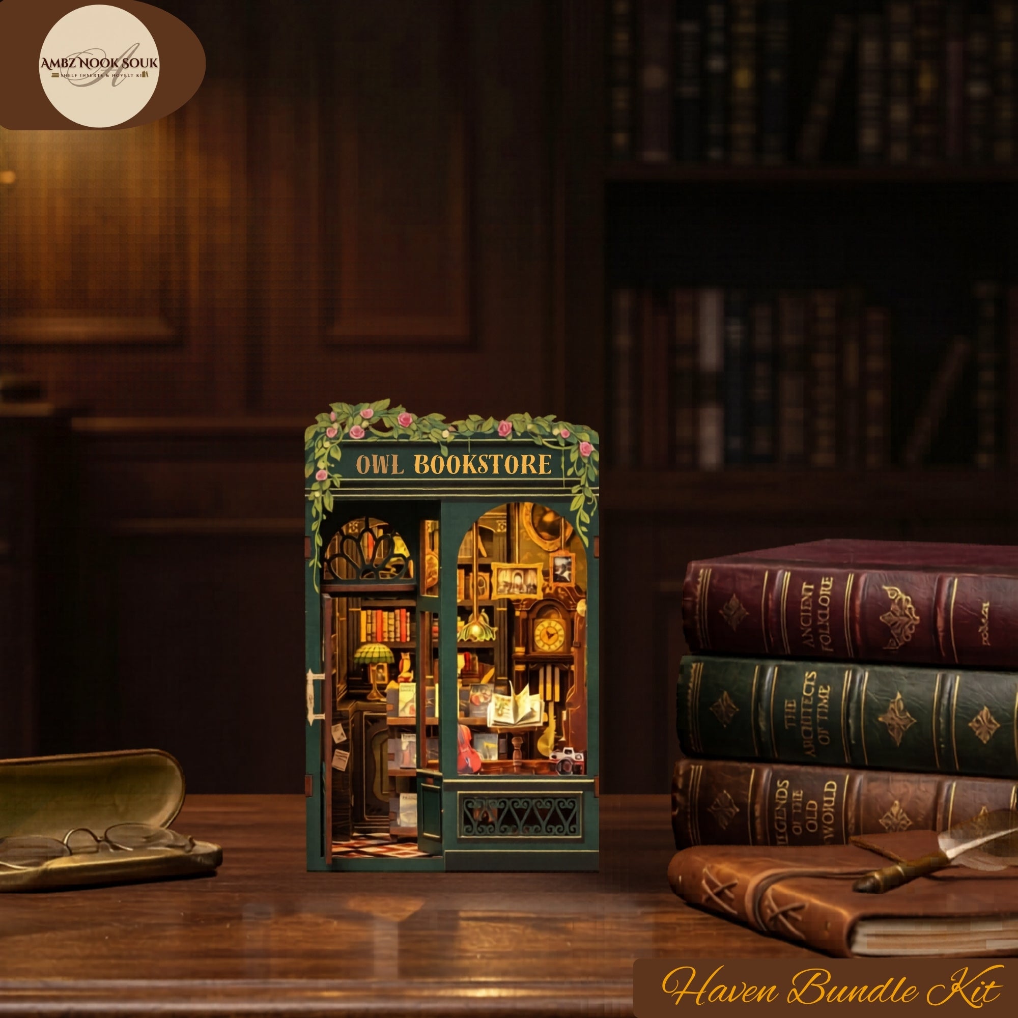 Owl Bookstore Miniature Kit: Dark Academia Craft Bundle with Mystery Extras