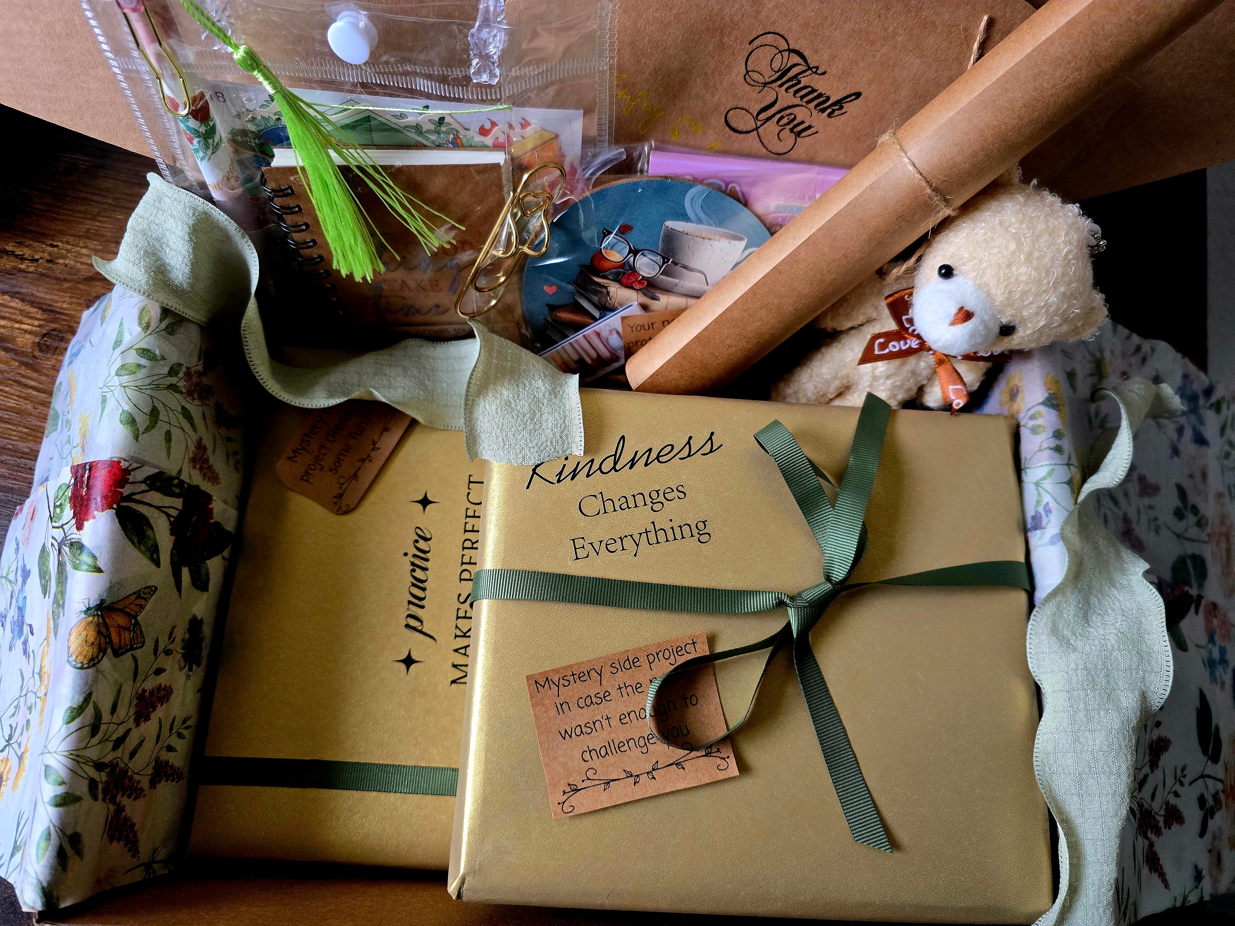 Haven Mystery Book Nook Bundle - 2-in-1 DIY Miniature Kit & Cozy Gift Set with Artisan Candle, Mystery Book, and Plush Bear