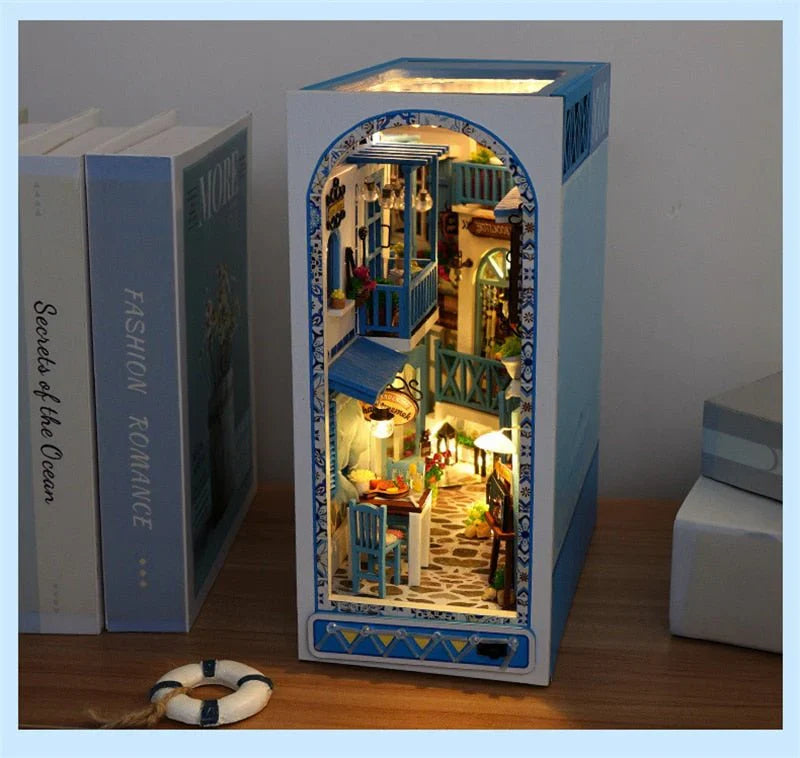 Sea Breeze Coastal DIY Book Nook Kit – Beach House Miniature with LED Lights