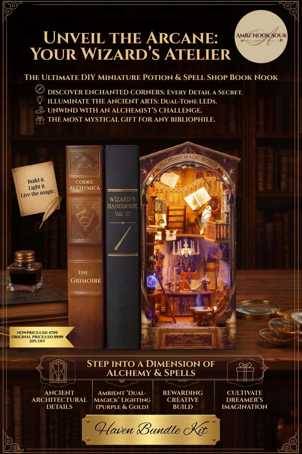 Wizarding Apothecary Book Nook Kit – High-Detail Craft Bundle with Mystery Extras